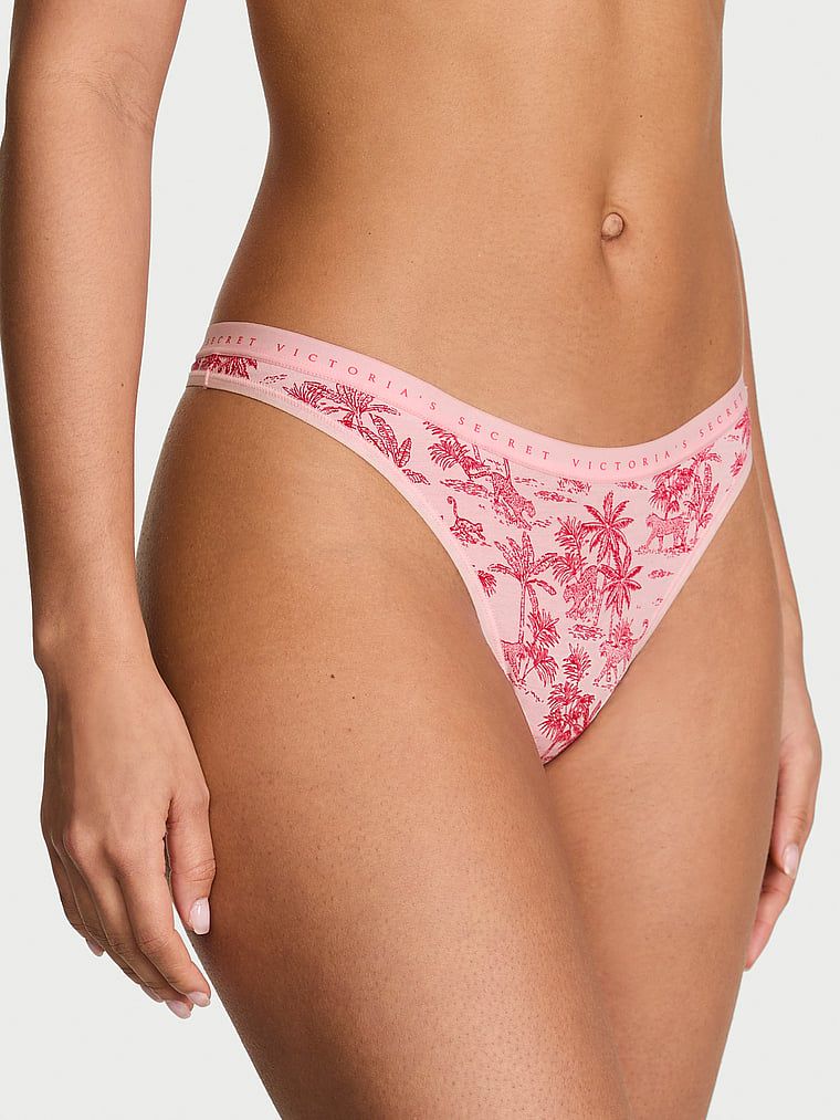Stringi bawełniane High-Leg Scoop. Produkt jest wzorzysty i pochodzi z kolekcji Victoria's Secret. 
