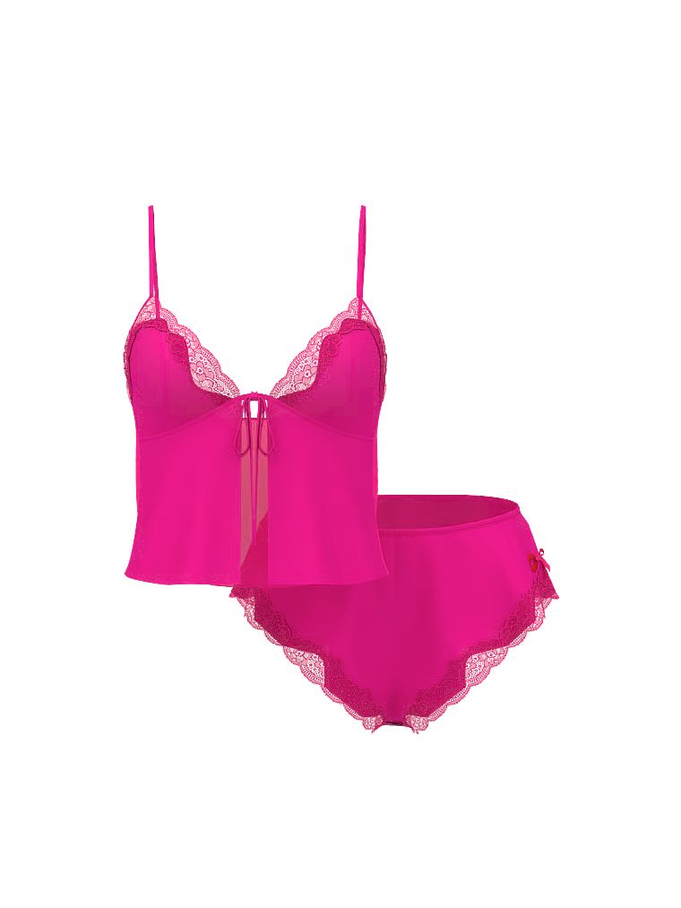 Victoria's Secret Zestaw satynowy do spania - top i szorty Tease