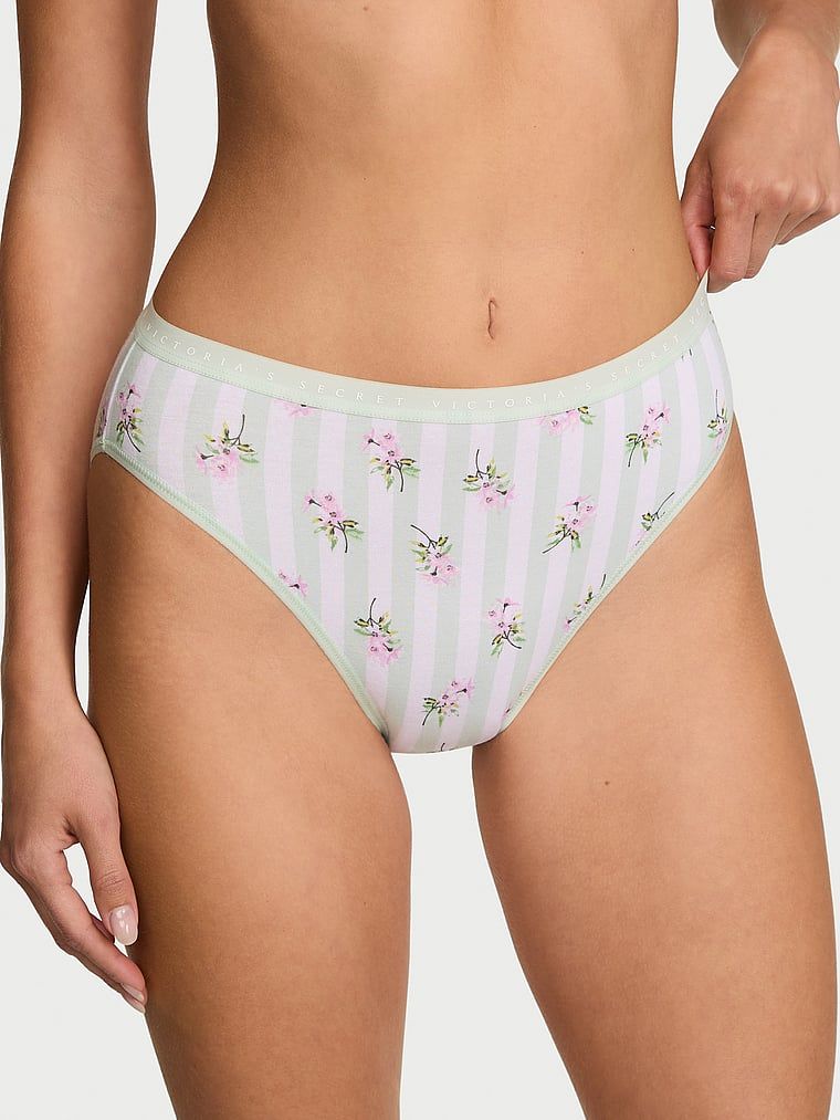 Victoria's Secret Majtki bawełniane figi z wysoko wyciętymi nogawkami High-Leg Brief