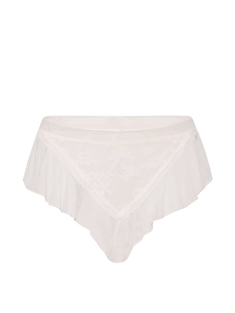 Majtki brazyliany z falbankami Lace Mesh. Produkt ma kolor biały i pochodzi z kolekcji Dream Angels. 
