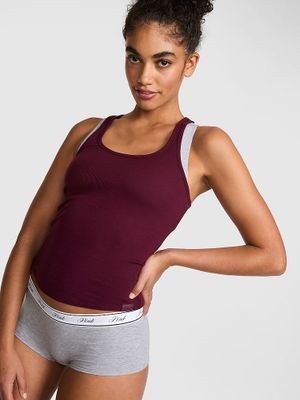 Luźny prążkowany top bez rękawów Boyfriend