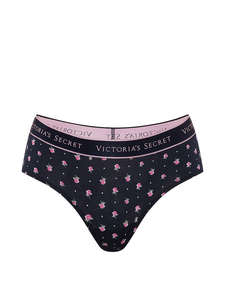 Majtki bawełniane z logo w talii Cheeky. Produkt ma kolor kwiatowy i pochodzi z kolekcji Cotton. 