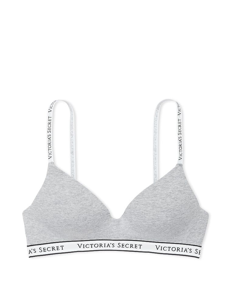 Na zdjęciu na białym tle widoczny jest biustonosz lekko usztywniany bawełniany bez fiszbin Wireless. Produkt ma kolor szary i pochodzi z kolekcji T-shirt.
