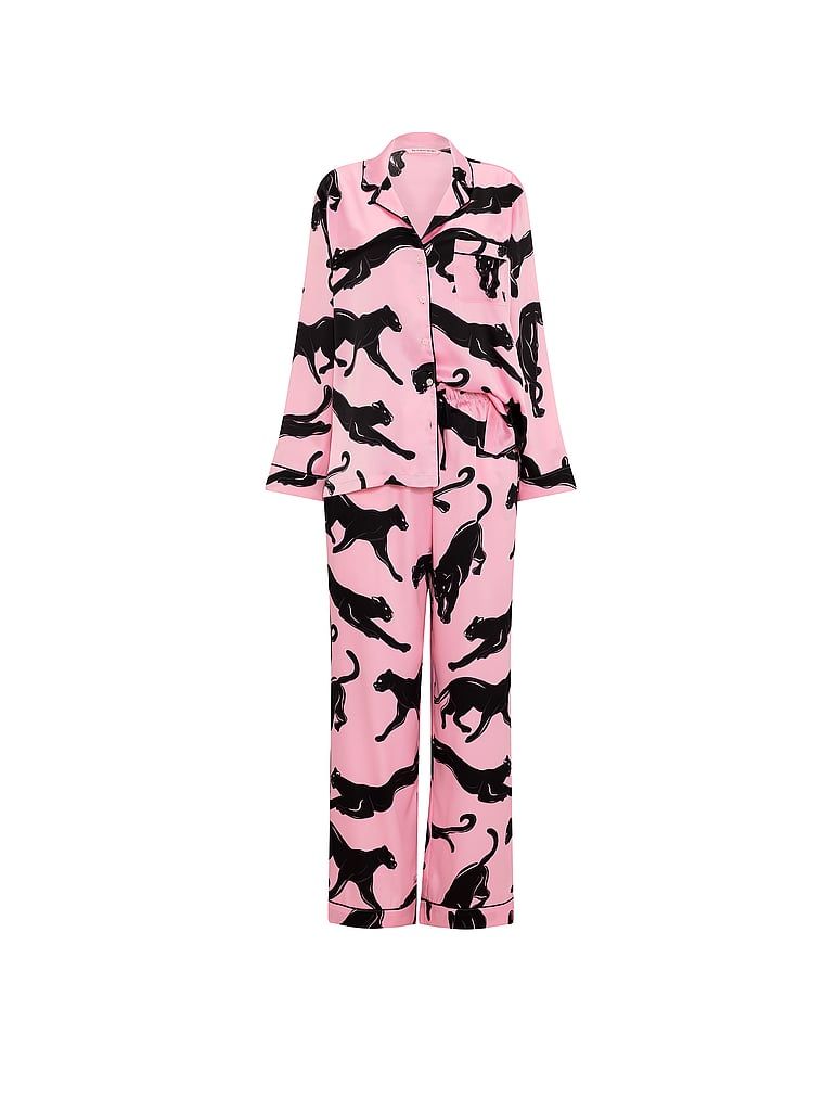 Piżama satynowa z długimi rękawami Signature. Produkt ma kolor wzorzysty i pochodzi z kolekcji Victoria's Secret. 
