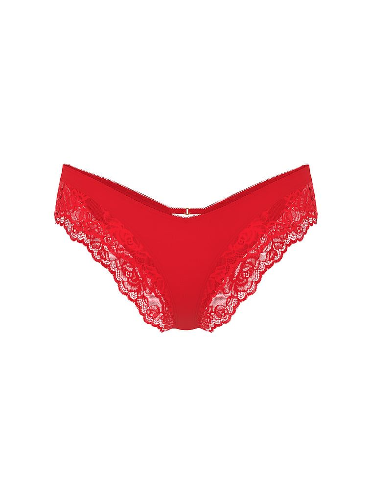 Majtki z koronką na krawędziach i wysoko wyciętymi nogawkami Lace-Trim Cheeky. Produkt ma kolor czerwony i pochodzi z kolekcji Very Sexy. 