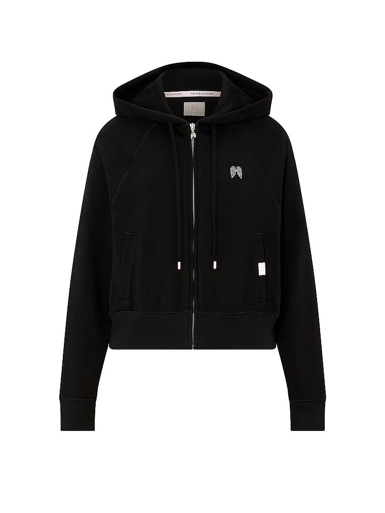 Bluza bawełniana z suwakiem i kapturem Terry Hoodie. Produkt ma kolor czarny i pochodzi z kolekcji Angel Essentials. 