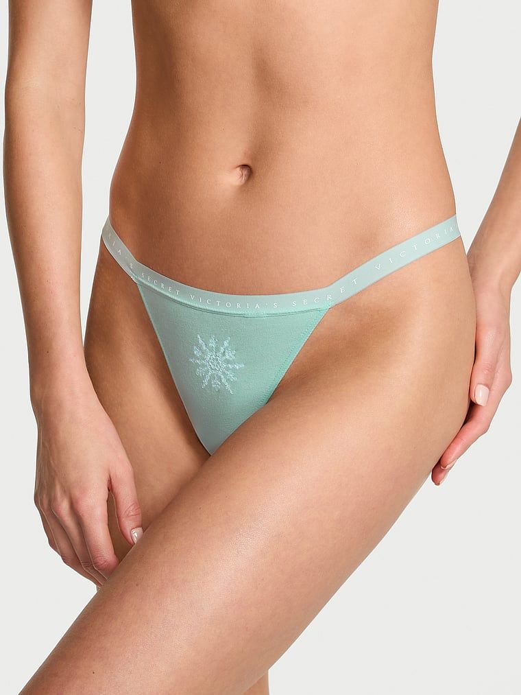 Stringi bawełniane Stretch Cotton. Produkt ma kolor niebieski i pochodzi z kolekcji Victoria's Secret. 