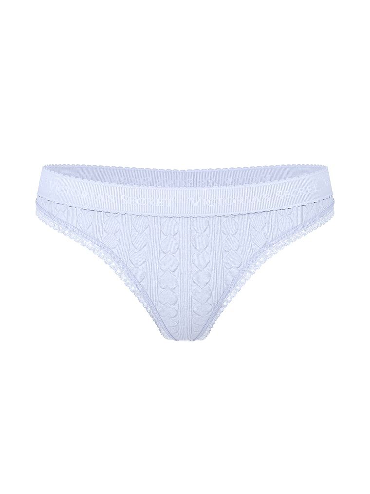 Stringi bawełniane z serduszkami i logo Heart Pointelle. Produkt ma kolor fioletowy i pochodzi z kolekcji Cotton. 