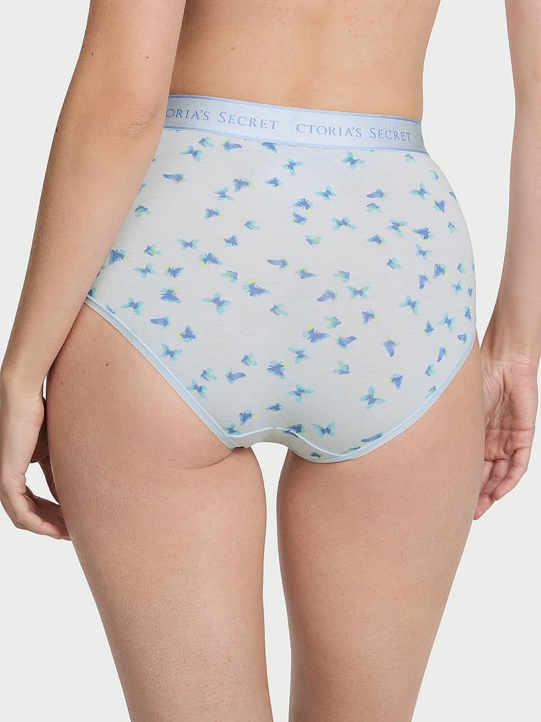 Majtki bawełniane figi z logo marki z wysokim stanem. Produkt jest wzorzysty i pochodzi z kolekcji Cotton. 