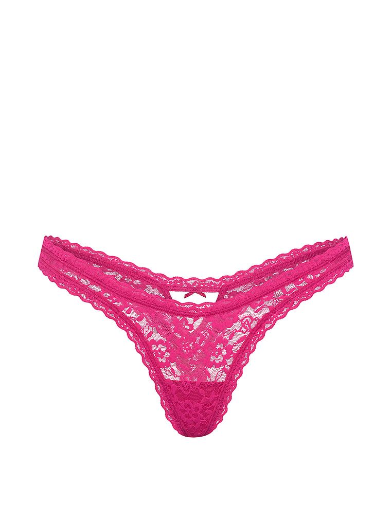 Stringi koronkowe Keyhole Ultra-Mini Scoop. Produkt ma kolor różowy i pochodzi z kolekcji Lacie. 