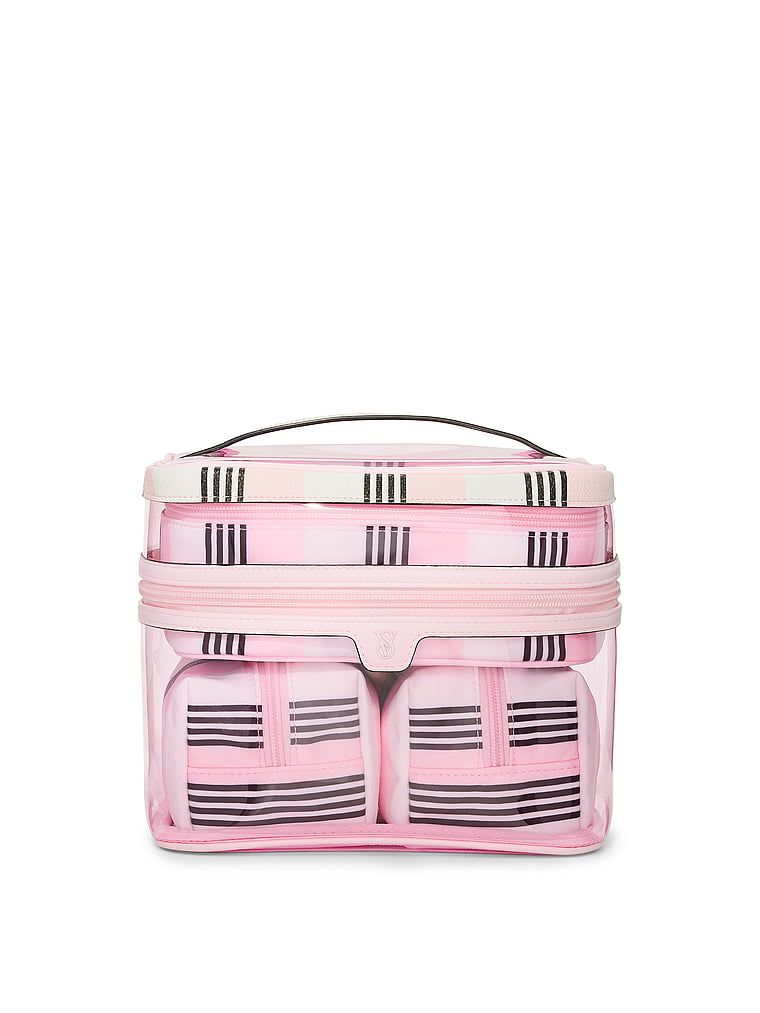 Pink And Black Stripe Kosmetyczka 4w1