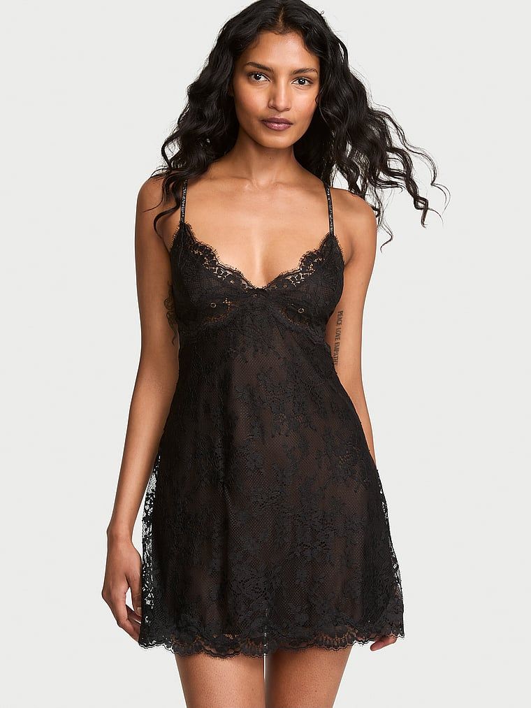 Dream Angels Sukienka mini koronkowa z błyszczącymi ramiączkami Twinkle Strap Slip