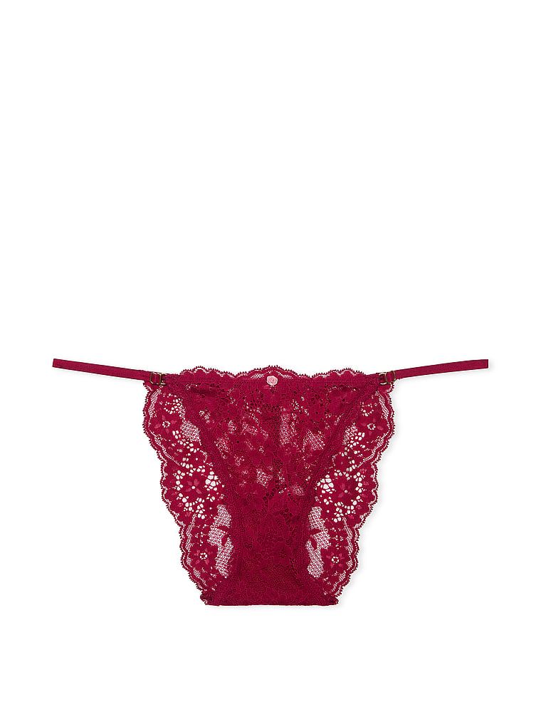 Majtki bikini koronkowe z regulowanymi paskami. Produkt ma kolor czerwony i pochodzi z kolekcji Dream Angels. 