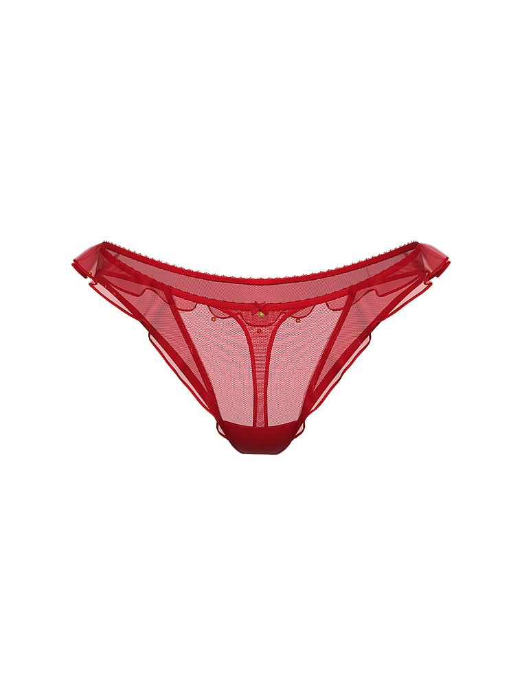 Stringi z falbanką z dzwoneczkami Jingle Belle. Produkt ma kolor czerwony i pochodzi z kolekcji Very Sexy. 