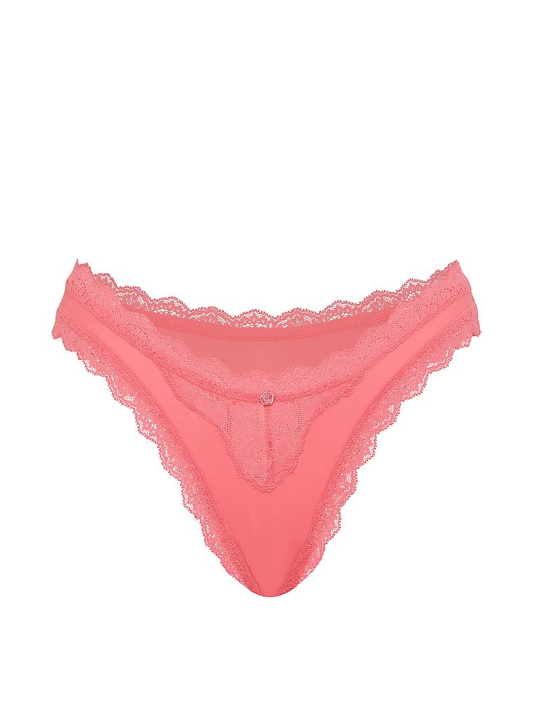 Majtki brazyliany z koronką Lace Trim Brazilian. Produkt ma kolor różowy i pochodzi z kolekcji Dream Angels. 
