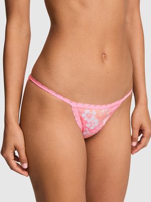 Majtki bikini na cienkich paskach z koronkowym wykończeniem PINK Wink