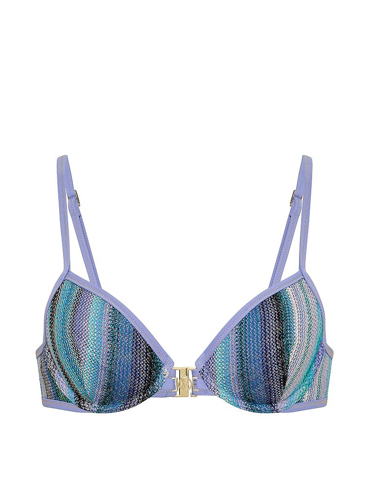 Góra od bikini Shimmer Stripe. Produkt jest wzorzysty i pochodzi z kolekcji Victoria's Secret Swim. 