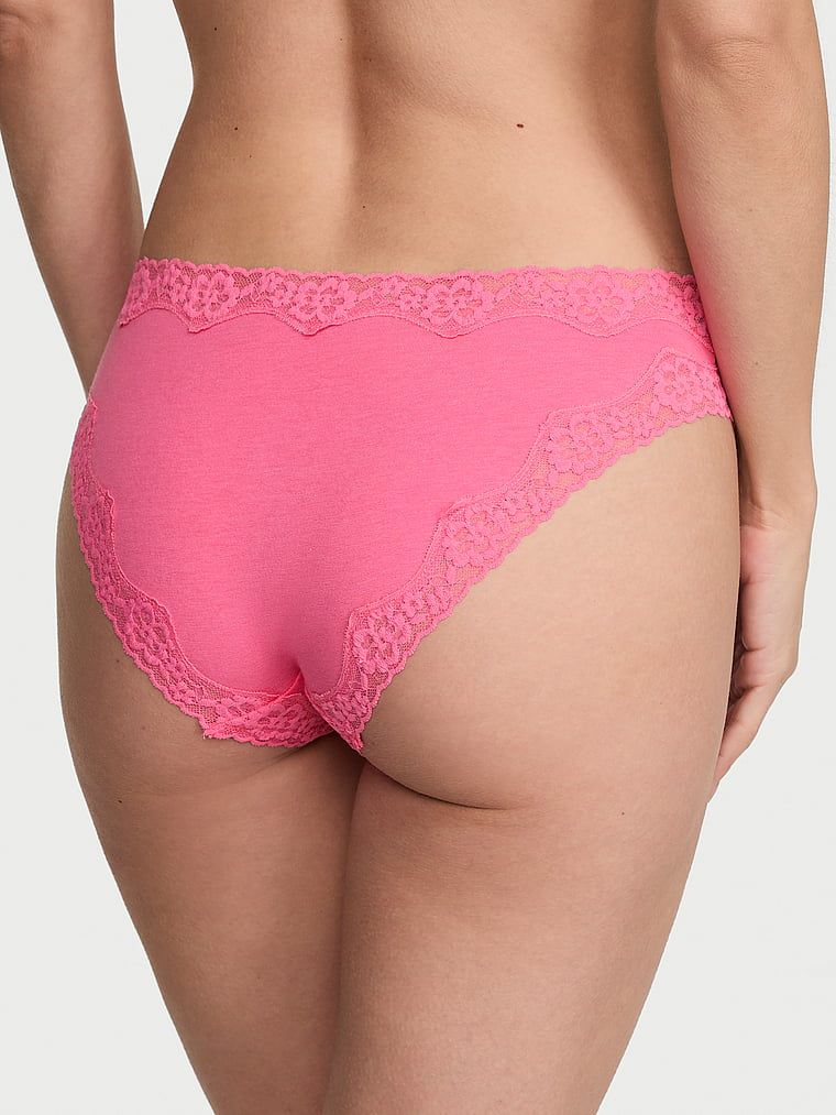 Majtki bawełniane z koronką Lace-Trim Bikini. Produkt ma kolor różowy i pochodzi z kolekcji Lace Trim. 