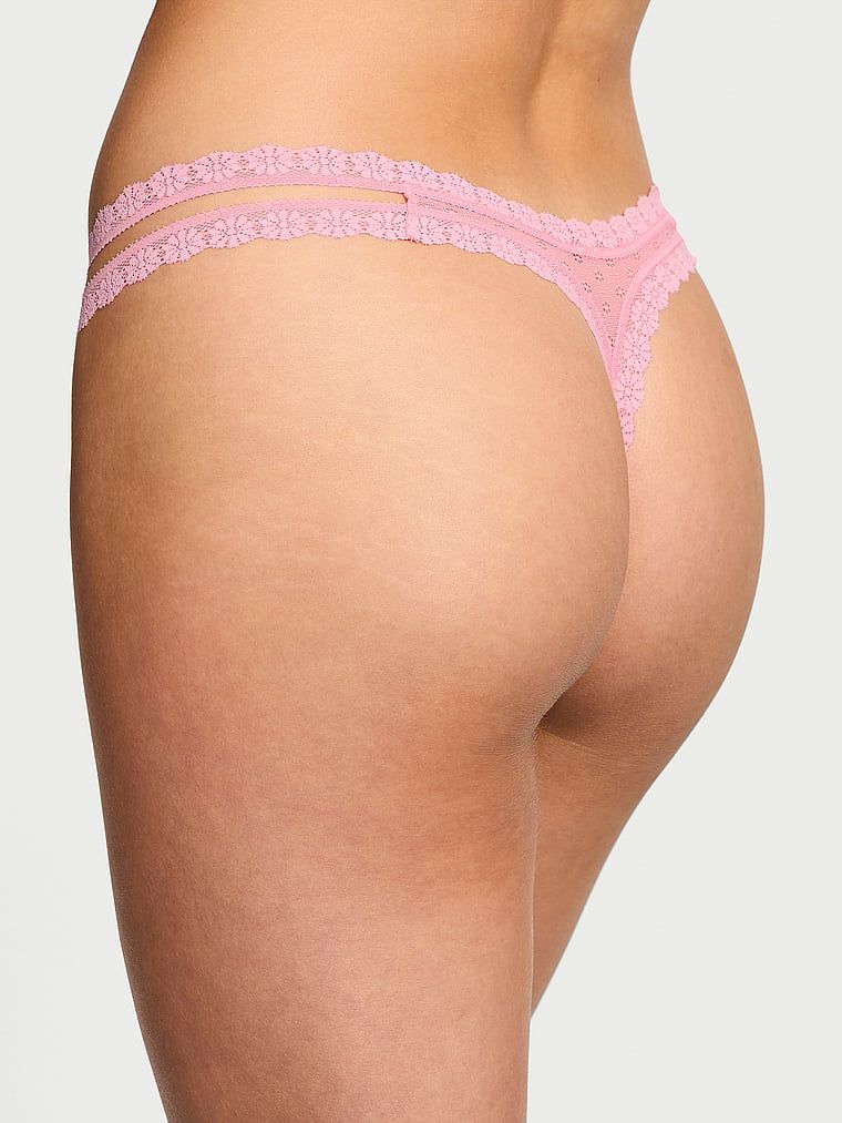 Stringi koronkowe Daisy. Produkt ma kolor różowy i pochodzi z kolekcji Lacie. 