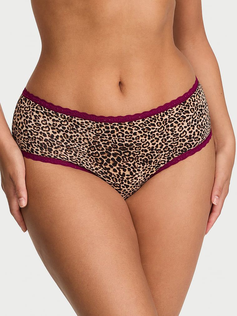 Majtki bawełniane z koronką na krawędziach Lace-Waist Cheeky. Produkt ma kolor wzorzysty i pochodzi z kolekcji Lace Trim. 