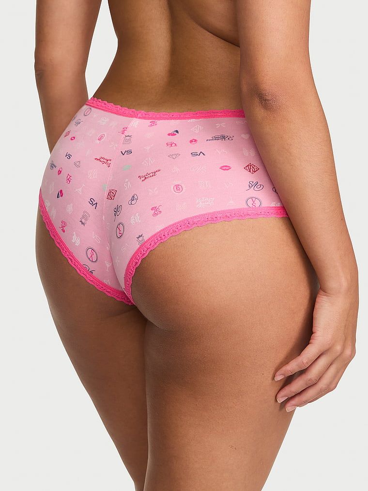 Majtki bawełniane z koronką na krawędziach Lace-Waist Cheeky. Produkt ma kolor wzorzysty i pochodzi z kolekcji Lace Trim. 