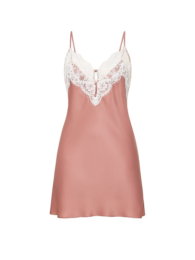 Koszulka nocna satynowa Lace-Trim. Produkt ma kolor różowy i pochodzi z kolekcji Dream Angels. 