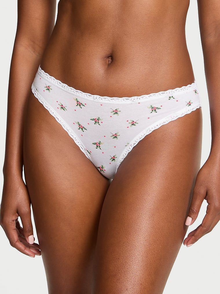 Majtki bawełniane z koronką Lace-Trim Bikini. Produkt jest wzorzysty i pochodzi z kolekcji Lace Trim. 