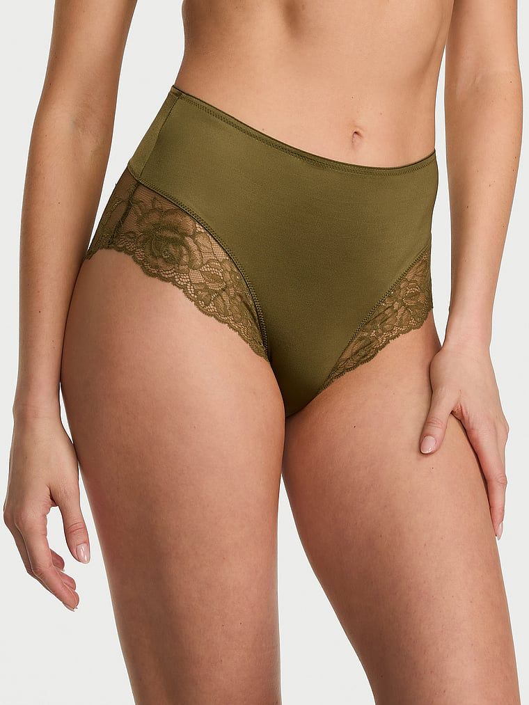 Majtki z wysokim stanem i koronką Smooth Lace-Trim. Produkt ma kolor zielony i pochodzi z kolekcji Very Sexy. 
