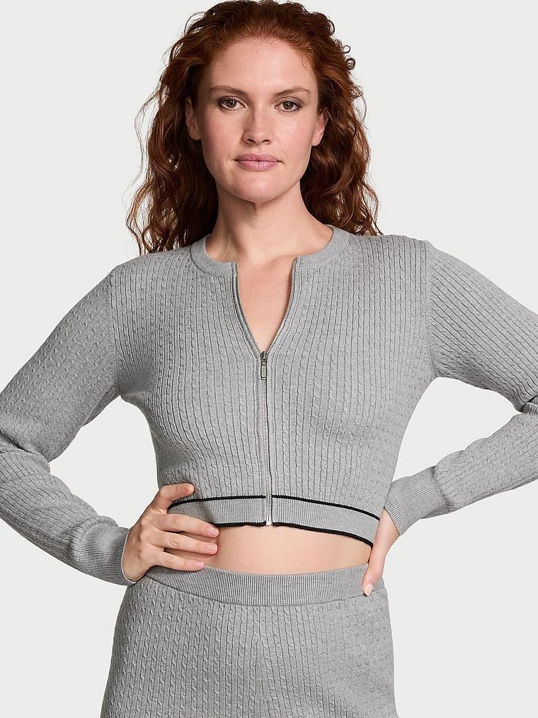 Victoria's Secret Kardigan z dzianiny zapinany na suwak Luxe Cable-Knit