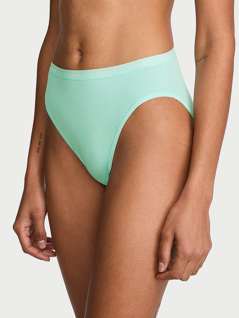 Victoria's Secret Majtki bawełniane figi z wysoko wyciętymi nogawkami High-Leg Brief