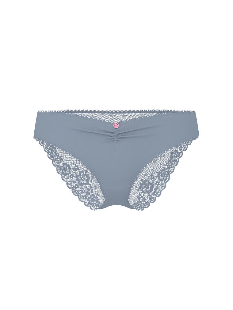 Majtki bawełniane z siateczką z tyłu Heart Lace Bikini. Produkt ma kolor niebieski i pochodzi z kolekcji Victoria's Secret. 