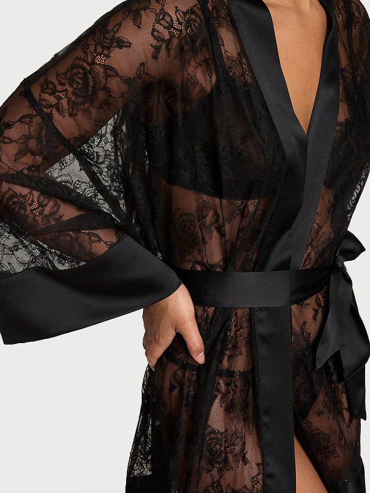 Victoria's Secret Szlafrok koronkowy krótki Rose Lace