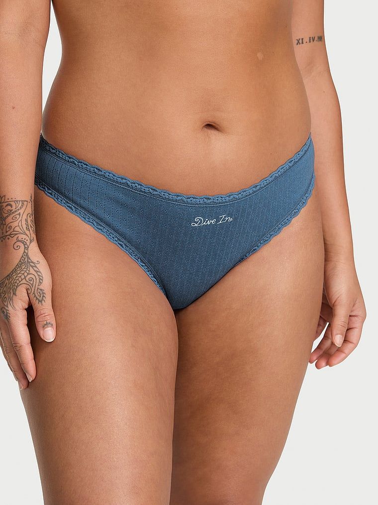 Majtki bawełniane Pointelle Bikini. Produkt ma kolor niebieski i pochodzi z kolekcji Lacie. 