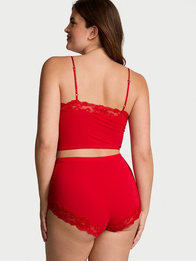 Zestaw z modalu z koronką do spania Cami Set. Produkt ma kolor czerwony i pochodzi z kolekcji Victoria's Secret. 