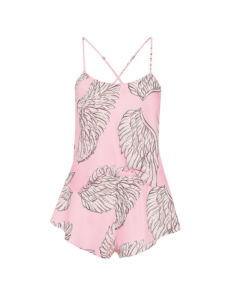 Satynowy zestaw do spania Cami Set. Produkt ma kolor wzorzysty i pochodzi z kolekcji Victoria's Secret. 