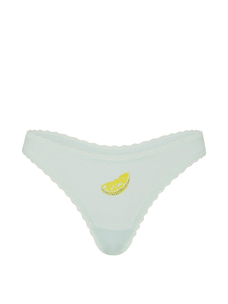 Stringi bawełniane z koronką na krawędziach Lace-Waist. Produkt ma kolor niebieski i pochodzi z kolekcji Lace Trim. 