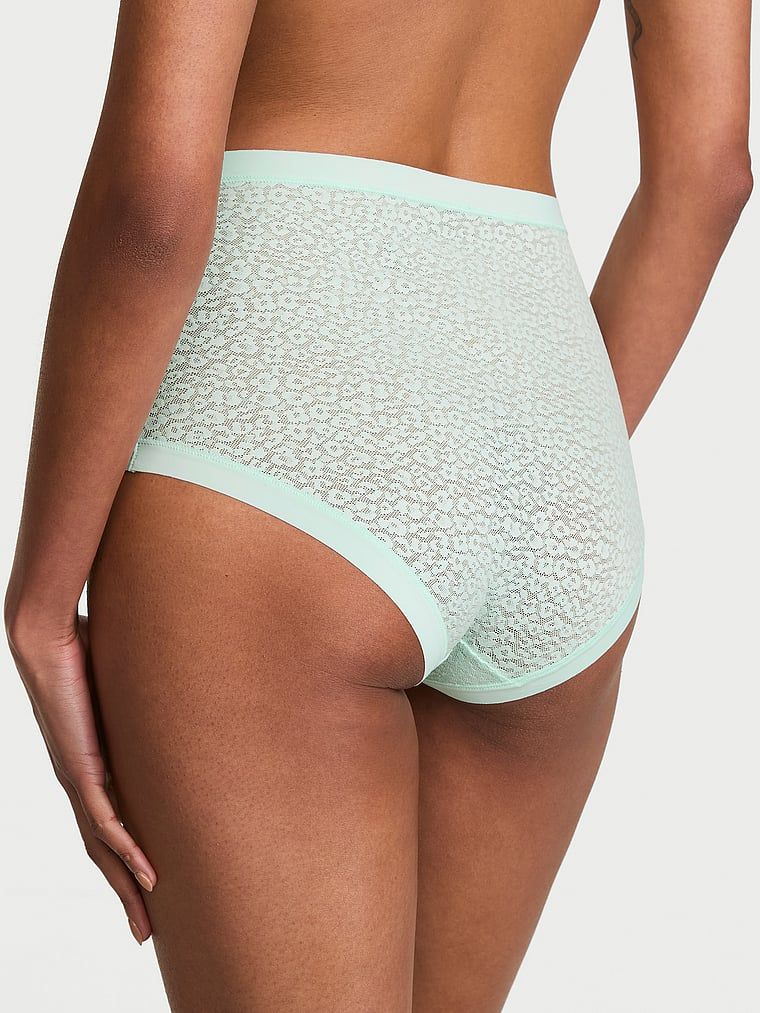 No-Show Majtki z wysokim stanem z koronki w panterkę No-Show Leopard Brief