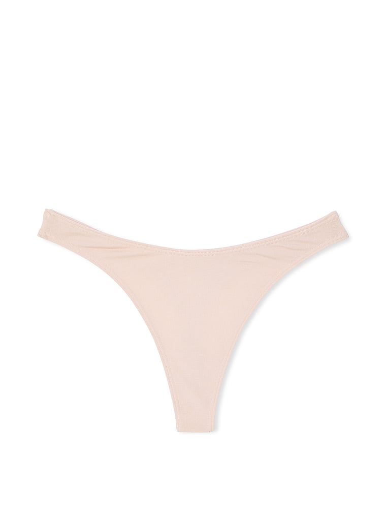 Stringi bawełniane High-Leg Scoop. Produkt ma kolor beżowy i pochodzi z kolekcji Victoria's Secret. 