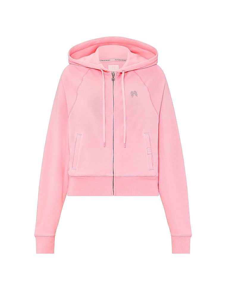 Bluza bawełniana z suwakiem i kapturem Terry Hoodie. Produkt ma kolor różowy i pochodzi z kolekcji Angel Essentials. 