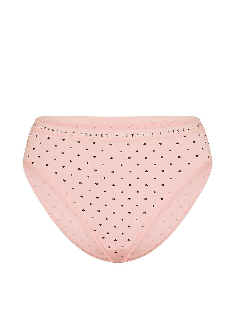 Majtki bawełniane figi z wysoko wyciętymi nogawkami High-Leg Brief. Produkt jest wzorzysty i pochodzi z kolekcji Victoria's Secret. 