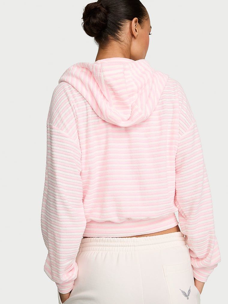 Bluza bawełniana z kapturem i suwakiem Micro Terry. Produkt jest wzorzysty i pochodzi z kolekcji Angel Essentials. 