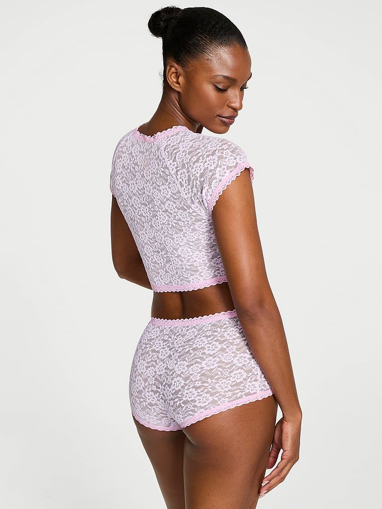 Victoria's Secret Zestaw koronkowy - crop top i szorty Tease