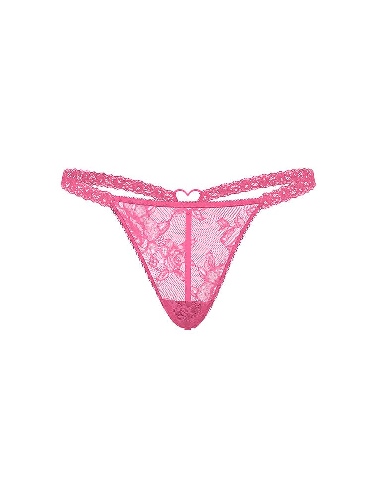 Stringi koronkowe z serduszkiem z tyłu Rose Lace Heart Hardware. Produkt ma kolor różowy i pochodzi z kolekcji Very Sexy. 