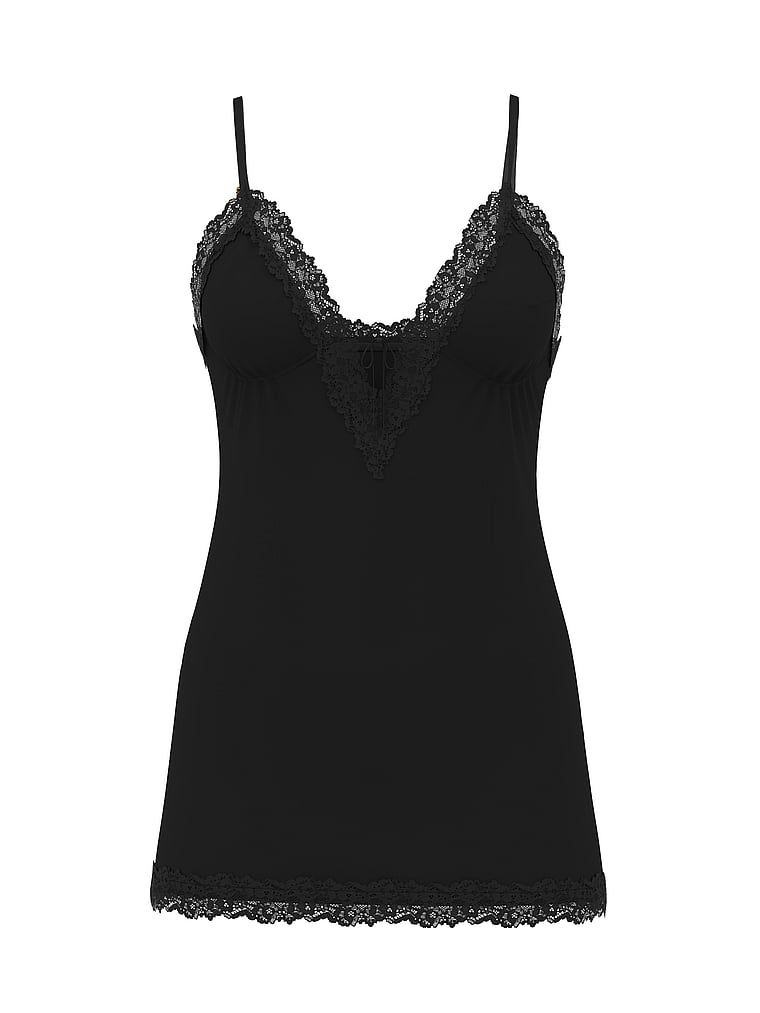 Koszula nocna z modalu SoSoft. Produkt ma kolor czarny i pochodzi z kolekcji Victoria's Secret. 