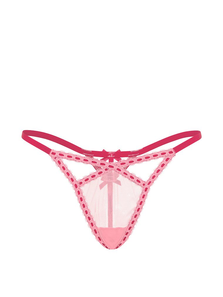 Stringi z siateczki Ribbon Slot. Produkt ma kolor różowy i pochodzi z kolekcji Dream Angels. 