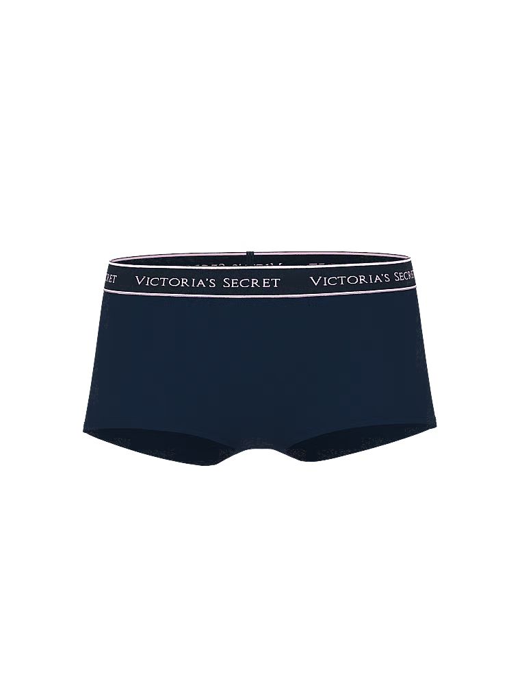 Majtki szorty bawełniane z logo w talii Boyshort. Produkt ma kolor niebieski i pochodzi z kolekcji Cotton. 