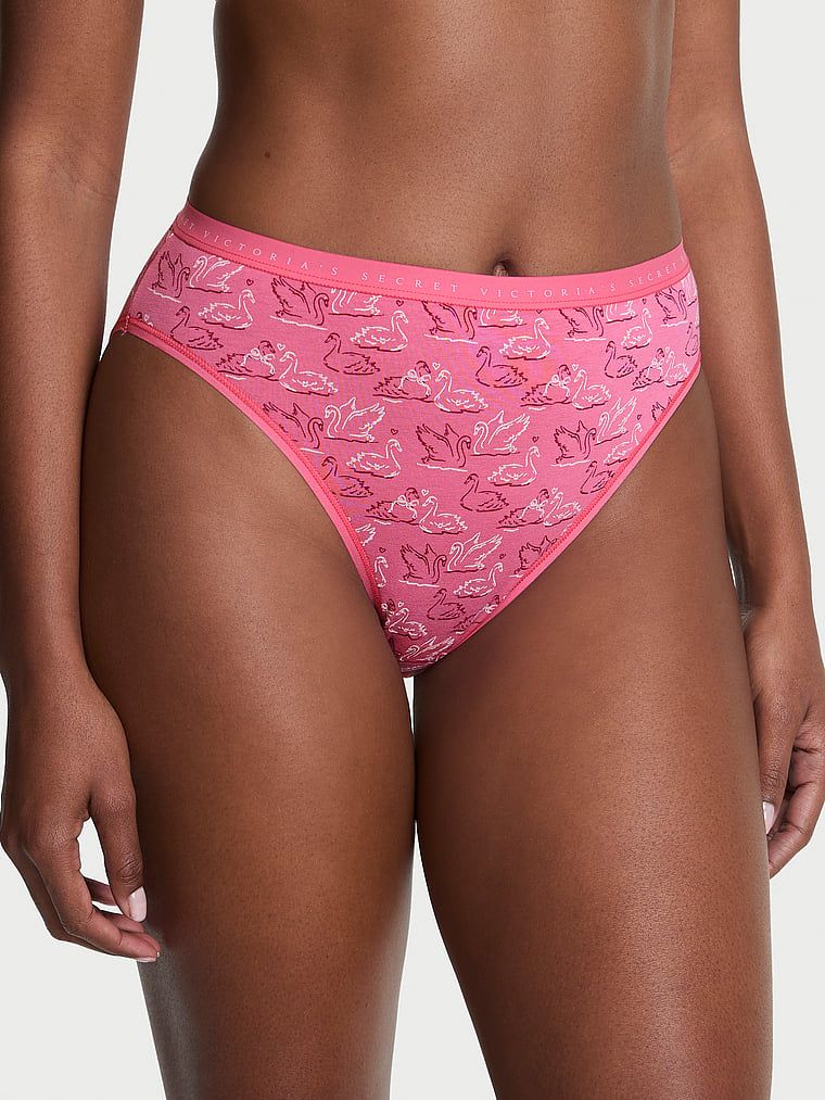 Victoria's Secret Majtki bawełniane figi z wysoko wyciętymi nogawkami High-Leg Brief