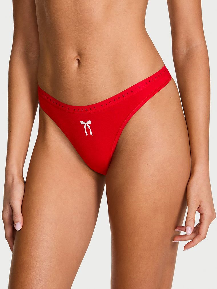 Stringi bawełniane High-Leg Scoop. Produkt ma kolor czerwony i pochodzi z kolekcji Victoria's Secret. 