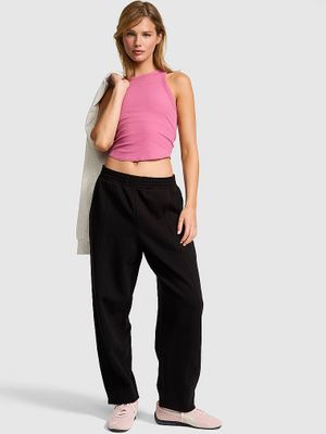 PINK Spodnie dresowe Campus Fleece barrel z przeszyciami