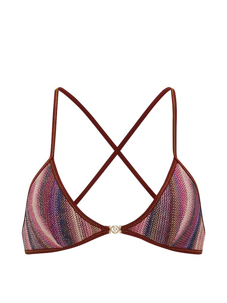Góra od bikini Shimmer Stripe Triangle. Produkt jest wzorzysty i pochodzi z kolekcji Victoria's Secret Swim. 